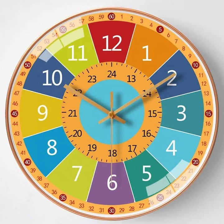 Kids learning clock with bold numbers and minute markings, educational toy for time telling