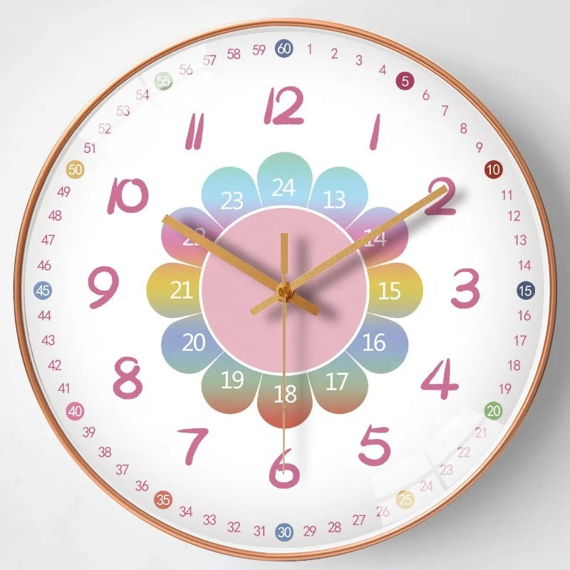Time learning wall clock for children, bright design, perfect educational toy and room decor