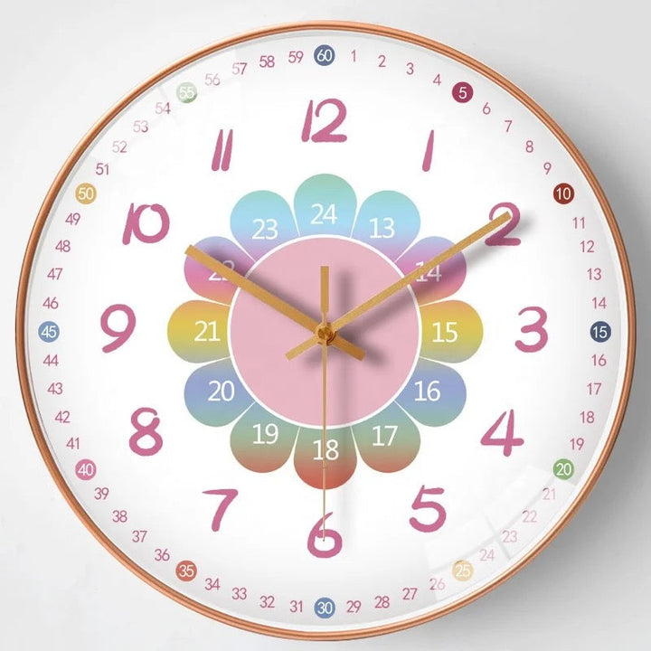 Time learning wall clock for children, bright design, perfect educational toy and room decor