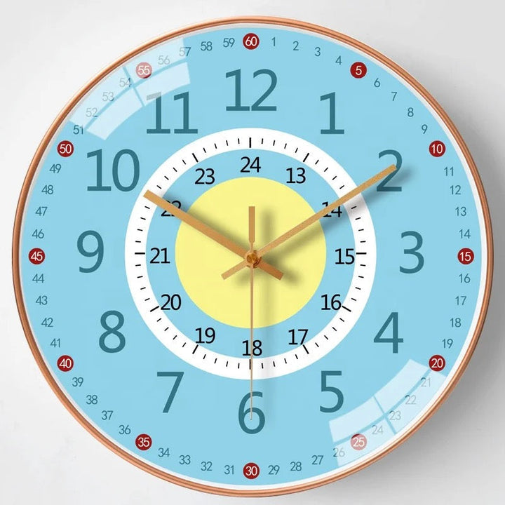 Educational silent clock, children's room decor for easy time telling and learning