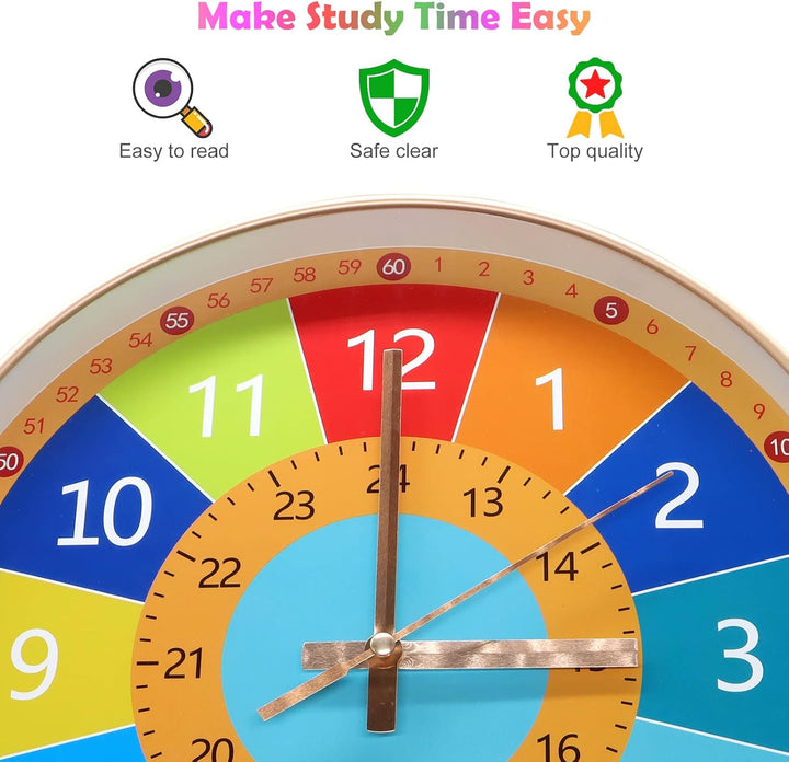 Wall decor, children's time learning clock, an engaging and silent educational toy