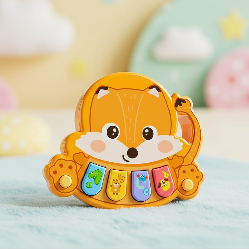 Animal-themed kids' piano fostering musical skills and cognitive development.