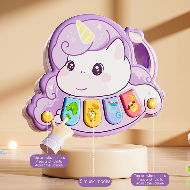 Vibrant animal piano toy designed for early learning and musical development in toddlers.