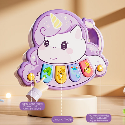 Vibrant animal piano toy designed for early learning and musical development in toddlers.