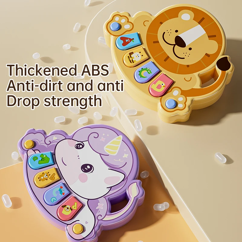 Front view of a multi-colored animal piano toy, an ideal developmental toy for kids.