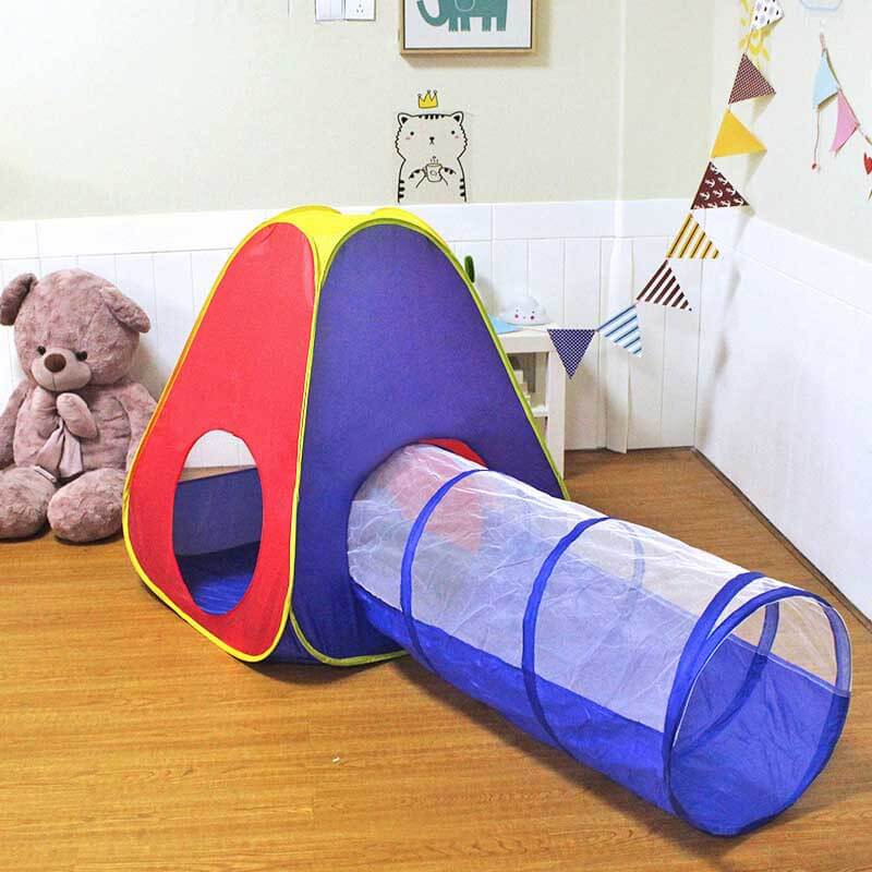 Developmental toy: bright pop-up children's tent and play tunnel, portable for easy indoor or outdoor use.