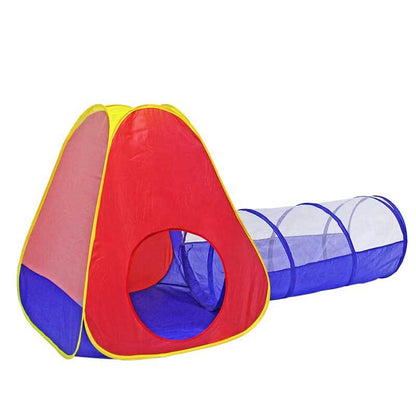 Portable kids pop-up tent and tunnel combo, ideal for children's indoor play or stimulating outdoor fun.