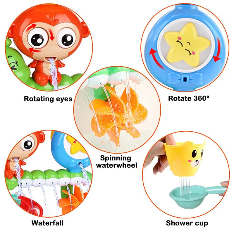 Sensory play bath toy: a vibrant water track system for toddlers, easily attached with suction cups