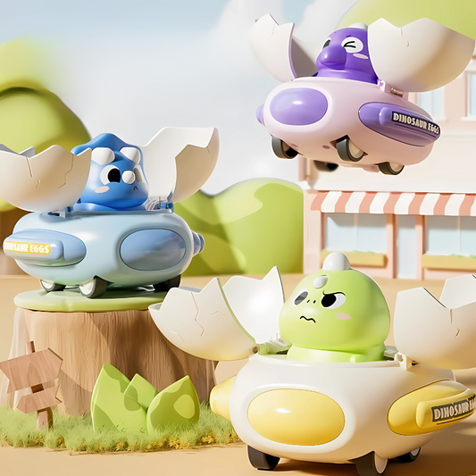 Colorful dinosaur egg pull-back racing toy for kids, fun surprise reveal