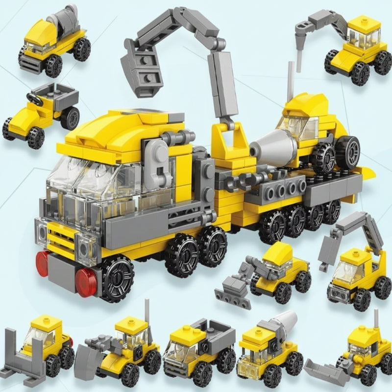 Child's hands engaged with an educational building blocks set, fostering fine motor skills.