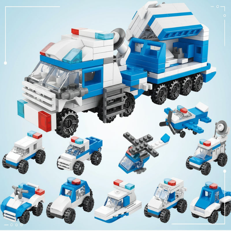 Educational building blocks arranged to form an animal, demonstrating creative play potential.