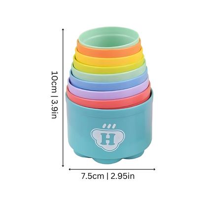 Set of ABS plastic stacking cups, a versatile developmental toy for kids' learning and bath time fun.