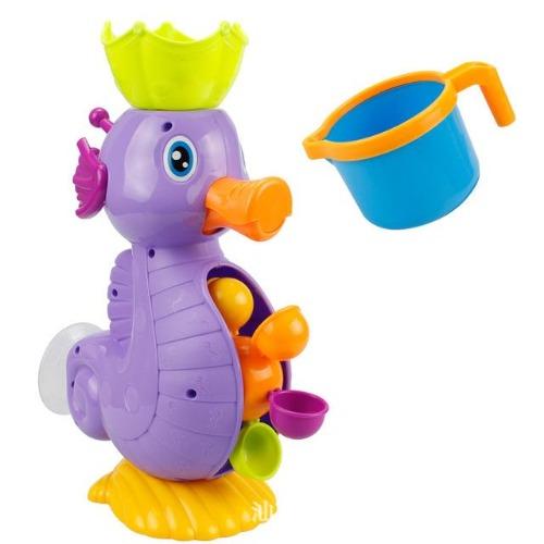 A baby happily playing with various animal bath toys in a tub, promoting parent-child bonding and water play.