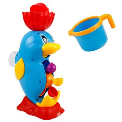 Close-up of a smiling rubber ducky bath toy with water droplets, ideal for toddler bath time fun and gifts.