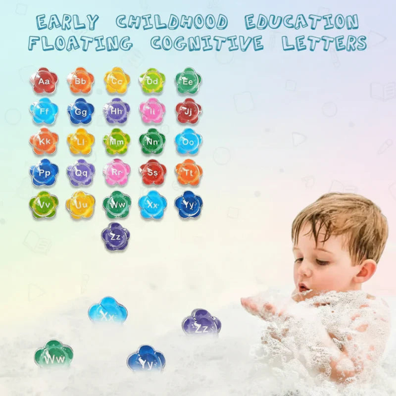 Vibrant alphabet and number bath toys for toddlers, engaging in fun and early education