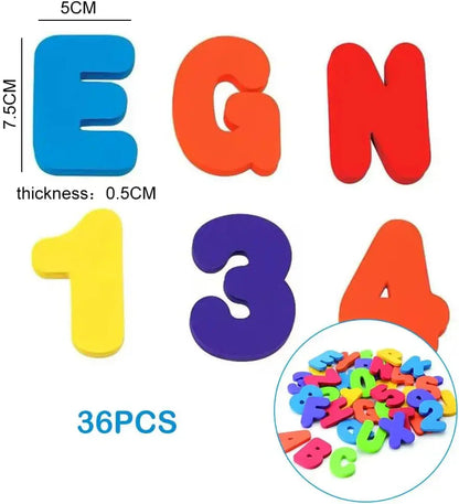 Bath time learning: child's hands arranging colorful foam letters and numbers on a tub wall.