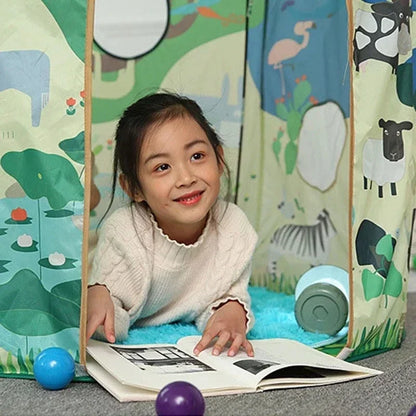 Foldable children's play castle tent, a vibrant outdoor playspace toy for young kids' adventures.