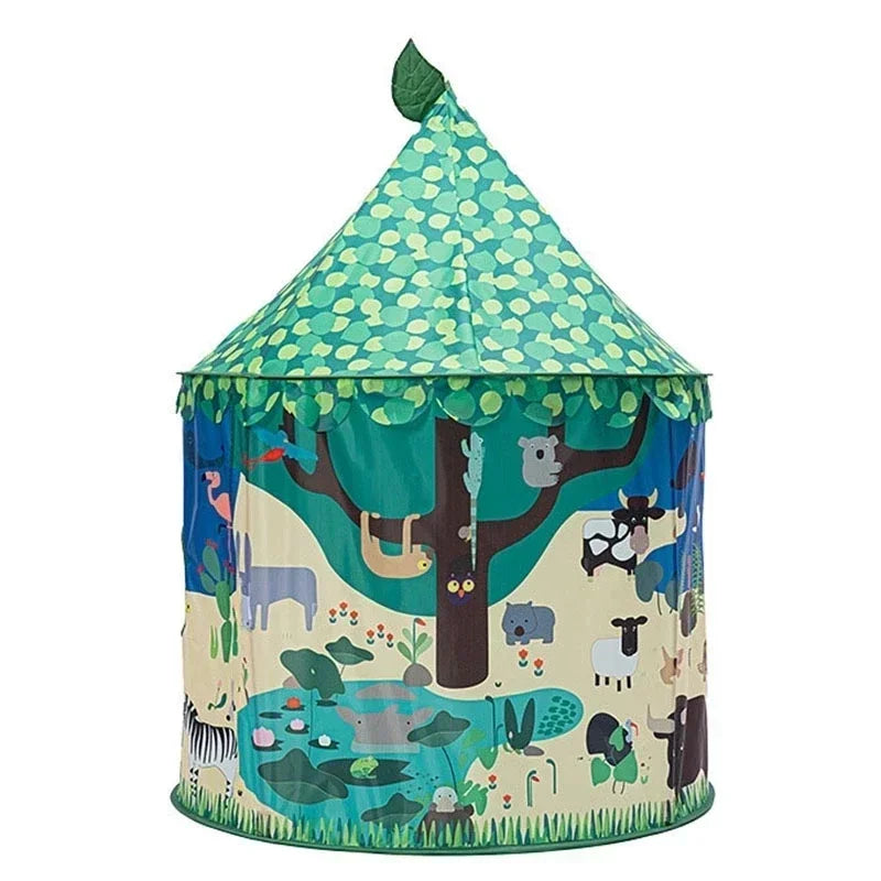 Durable polyester playtent for children, an easily foldable toy castle for indoor and outdoor use.