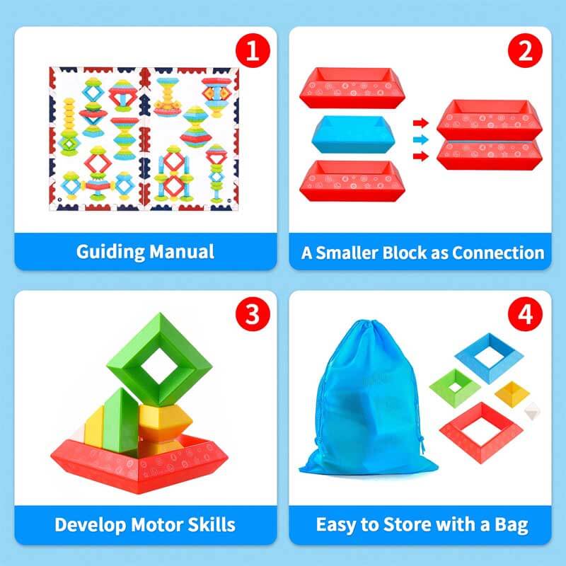 Toddler arranging a pyramid tower with bright geometric shapes, a fun activity toy