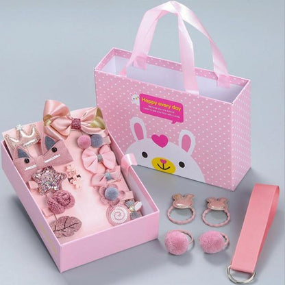 Colorful girls' hair accessories gift box with various hair clips & bands, perfect present for kids & teens.