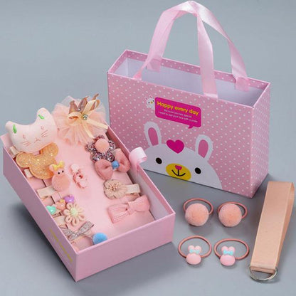 Stylish girls' hair accessory gift set for kids & teens, featuring cute hair clips & elastic bands.