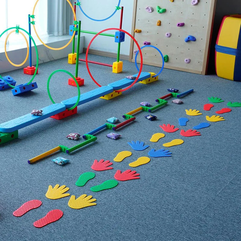 Colorful hand & foot pathway for kids' active and sensory play, enhancing coordination and motor skills.