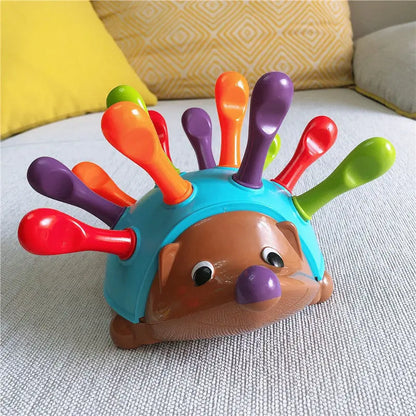 Close-up of a vibrant hedgehog learning toy, designed for children's sensory play