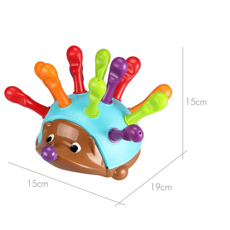 Montessori-inspired hedgehog toy assisting in developmental play for young children