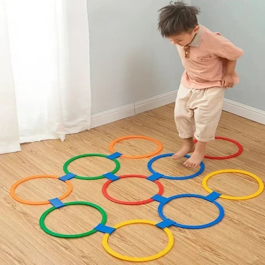 Colorful hopscotch grid playmat for kids' active playtime, indoor/outdoor fun
