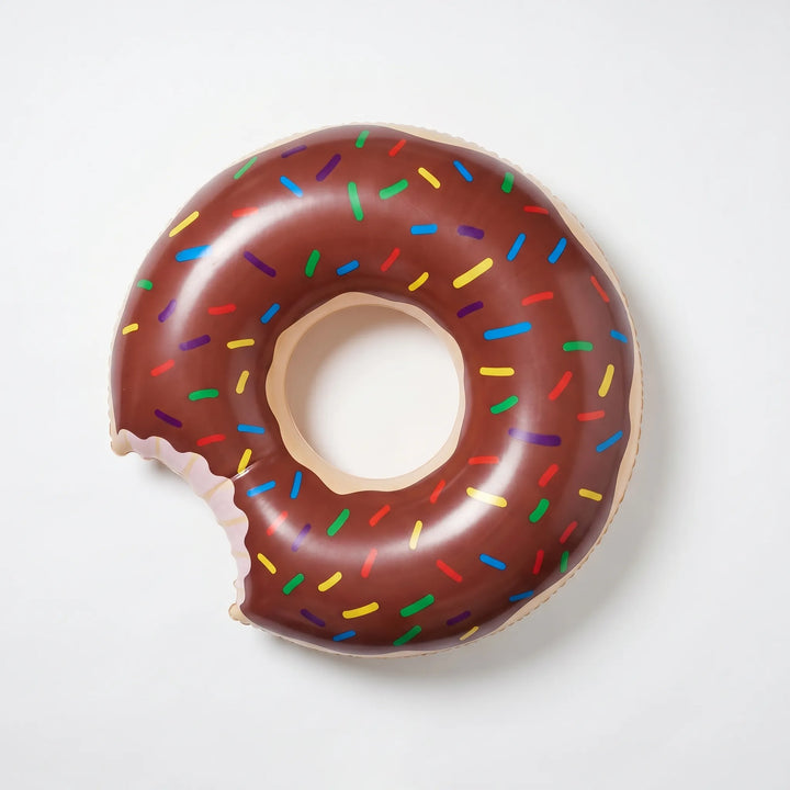 Novelty inflatable donut pool float, a perfect summer gift. Great for poolside relaxation & water play.