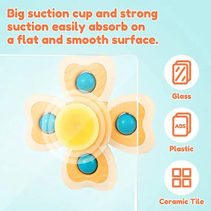 Fine motor skills kids toy: insect spinning tops with suction, vibrant colors for toddler engagement.