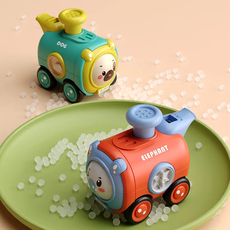 Durable children's toy train with whistle, featuring vibrant animal characters for toddlers