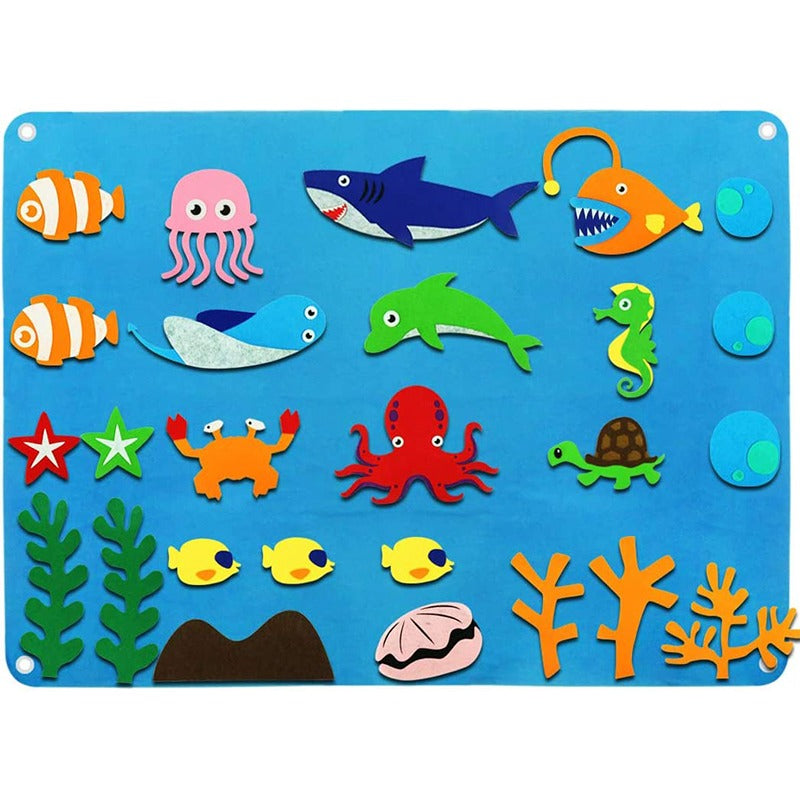 Vibrant felt board with removable pieces, perfect for interactive kids' creative play