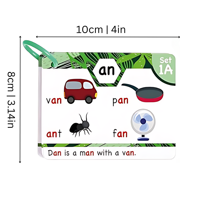 Kids' educational phonics flashcard set, engaging learning toy for early literacy and preschool curriculum.