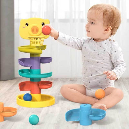 Educational baby toy: a vibrant stacking game with rolling balls, promoting fine motor skills