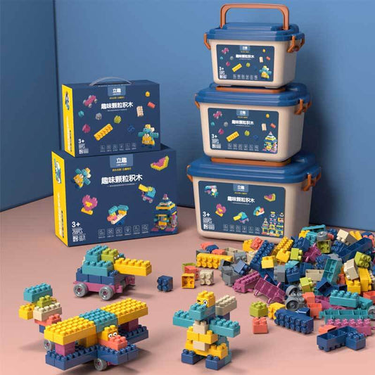 Colorful interlocking building blocks set for creative kids' construction play