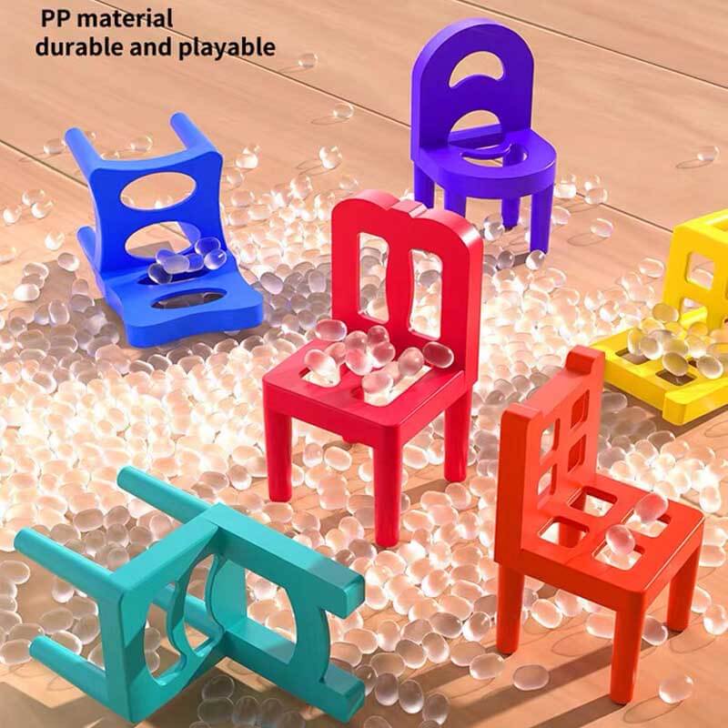 Children's balance game featuring miniature acrobatic chairs, a fun stacking puzzle toy