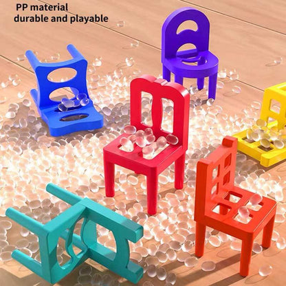 Children's balance game featuring miniature acrobatic chairs, a fun stacking puzzle toy