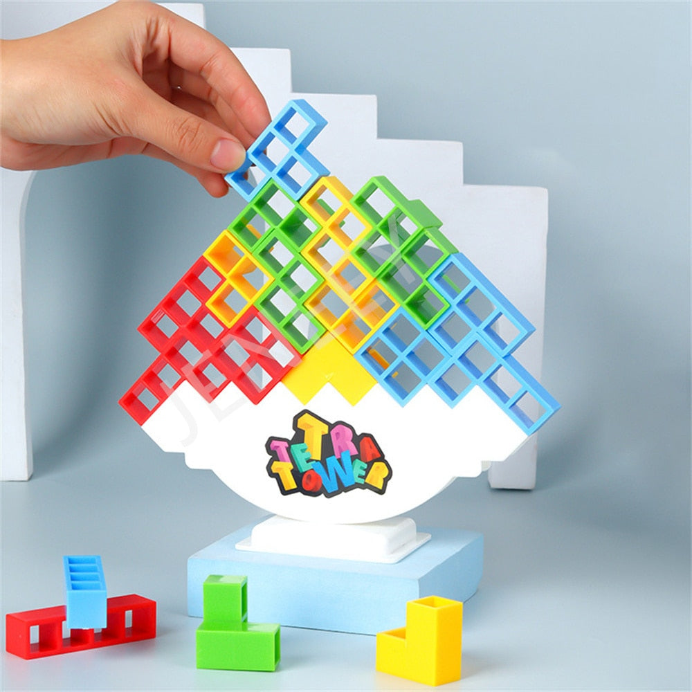 Children playing with Kids Balance Puzzle Tower, an educational stacking toy for creative play