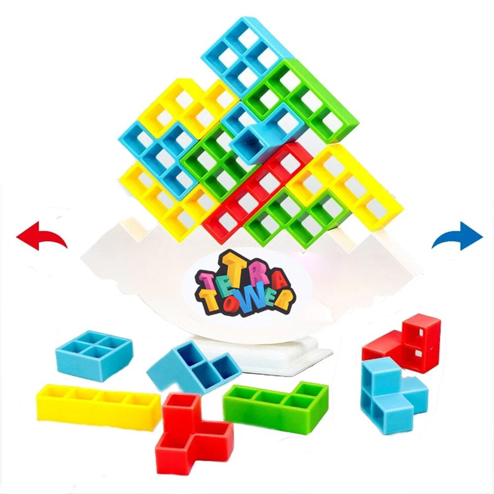 Close-up of wooden pieces in a Kids Balance Puzzle Tower Stacking Game, building motor skills