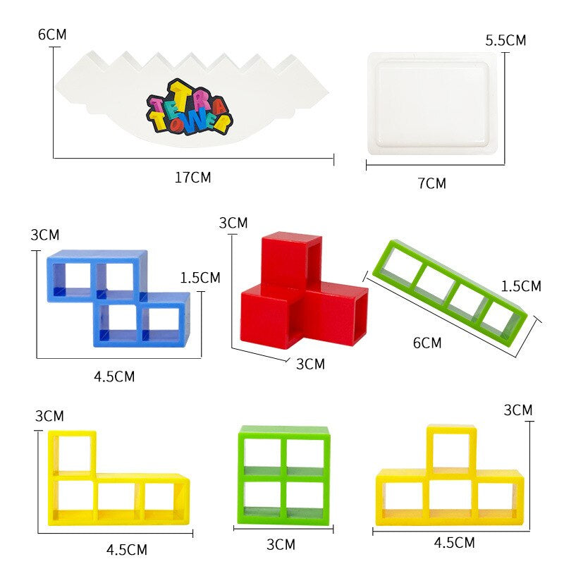 Vibrant Kids Balance Puzzle Tower Stacking Game set, ideal for educational building activities