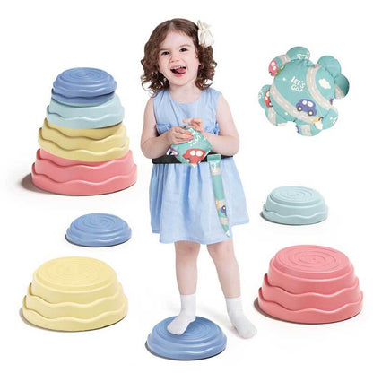 A Kids' Balance Stepping Stones Set arranged for active play, ideal toddler gift