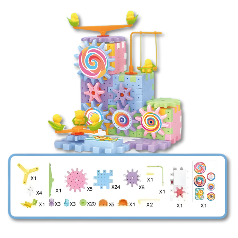 Educational gear building blocks set, a vibrant kids' toy fostering creative play and critical thinking