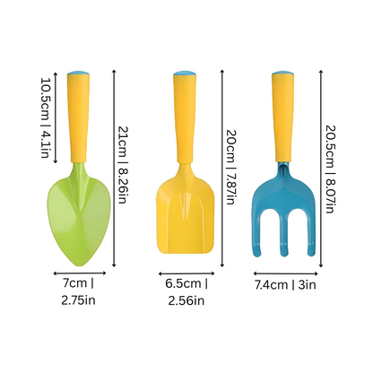 Children's outdoor gardening activity set featuring sturdy hand tools and fun accessories