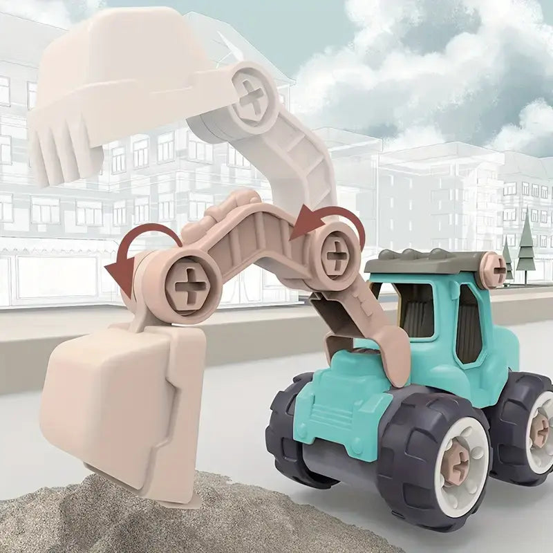 Toy trucks & construction vehicles playset, featuring a tractor for kids' educational imaginative play.
