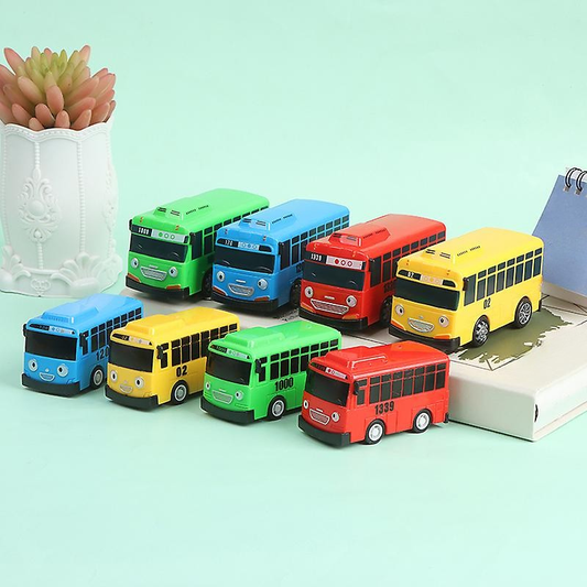 Colorful kids wind-up bus playset, promoting motor skills development in toddlers and preschoolers