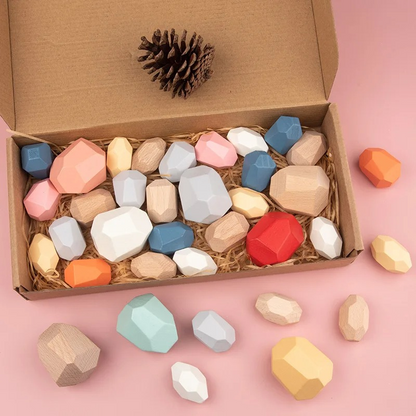 Colorful Kids Wooden Montessori Building Blocks for creative play & motor skills development, ideal for preschool learning.