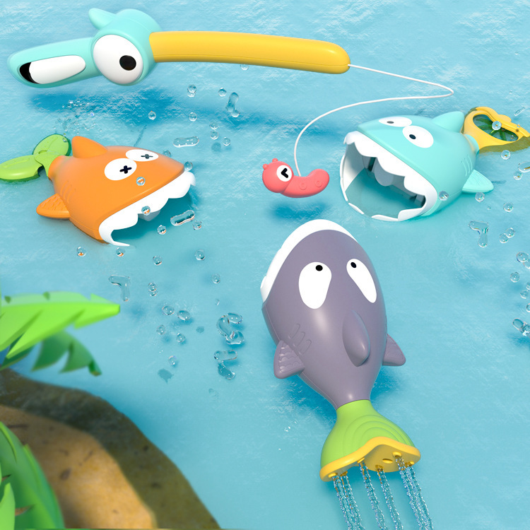 Vibrant bathtub with floating magnetic fish and fishing rod, perfect baths toys for kids
