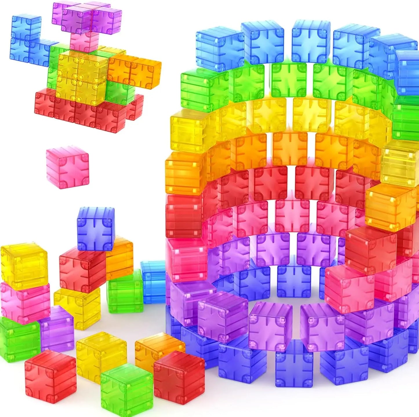 Colorful magnetic blocks set for kids, promoting creative construction and STEM learning