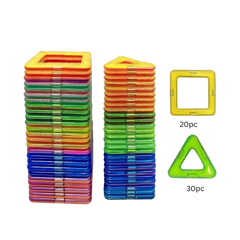 Geometry toy set of magnetic building blocks, designed for creative play and early STEM education for children
